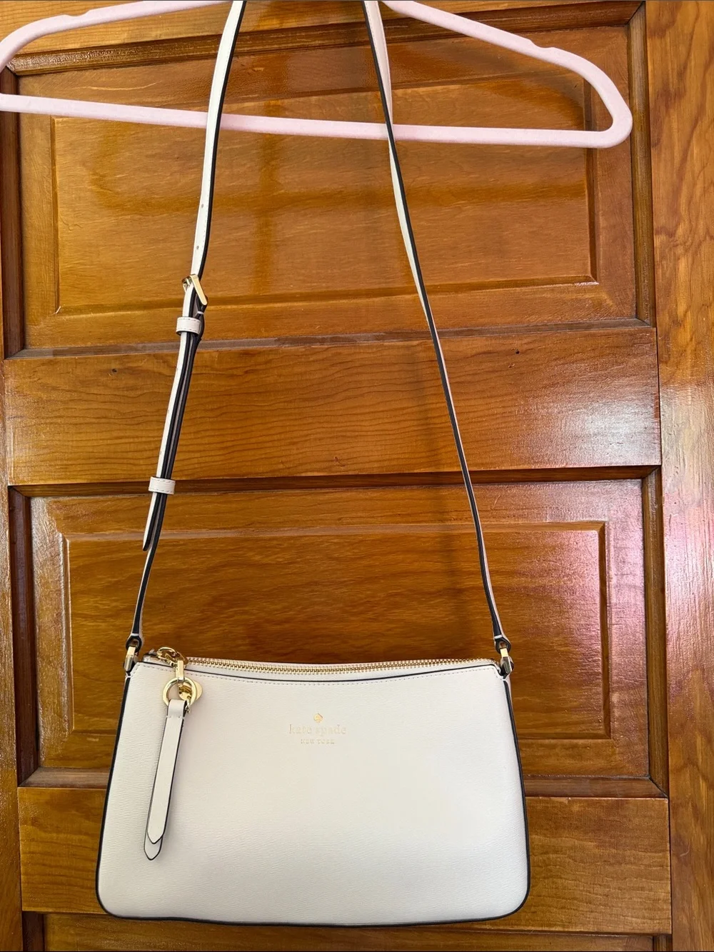 kate spade Cream Leather Clutch with Gold Hardware